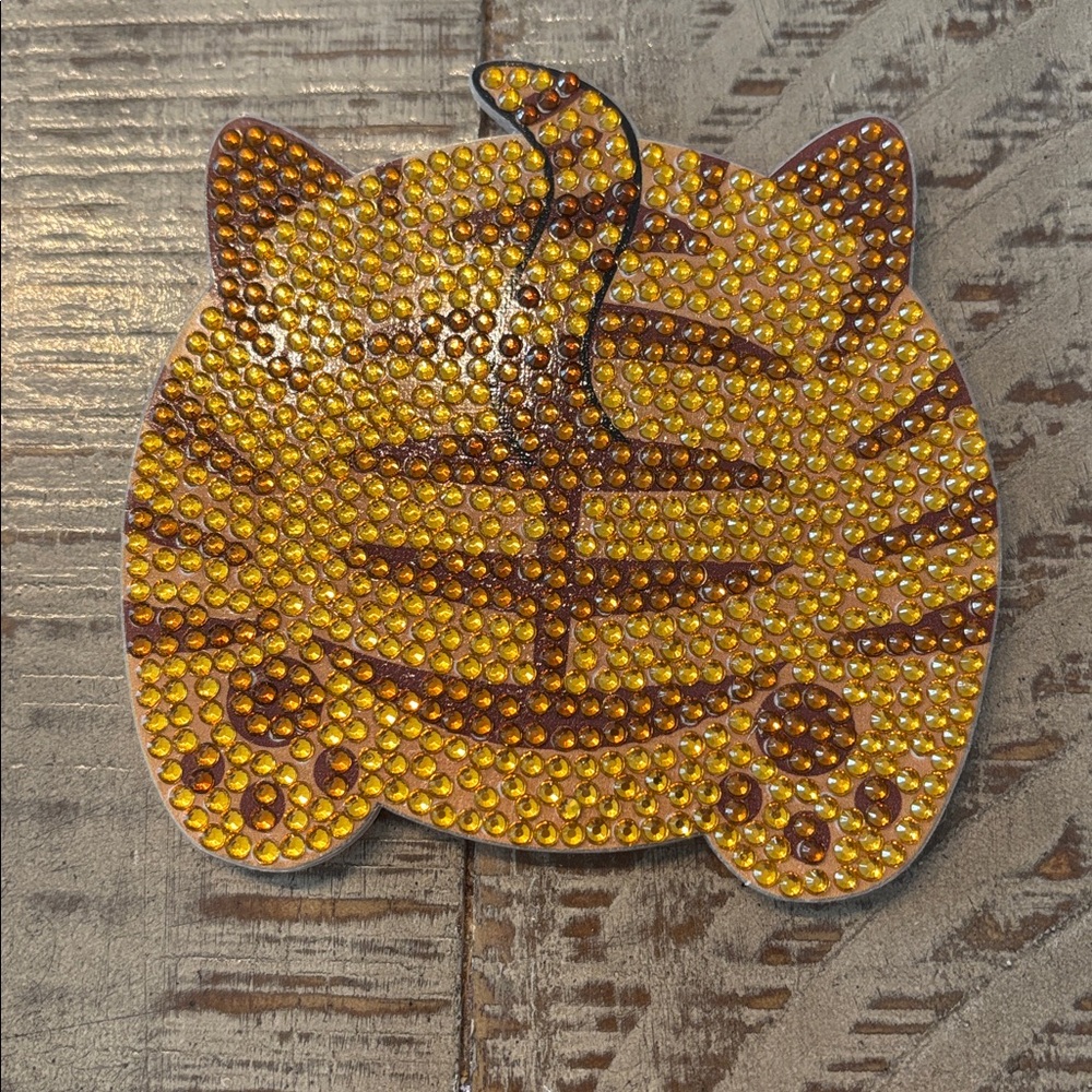 Tan Cat Tail Diamond Art Handmade Coasters - 2 - Picture 3 of 7